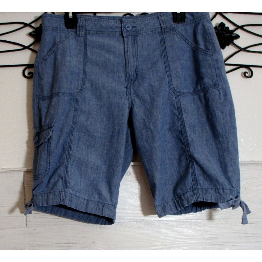 St John's Bay Bermuda Shorts Women's Size 12 Blue Cargo Pockets